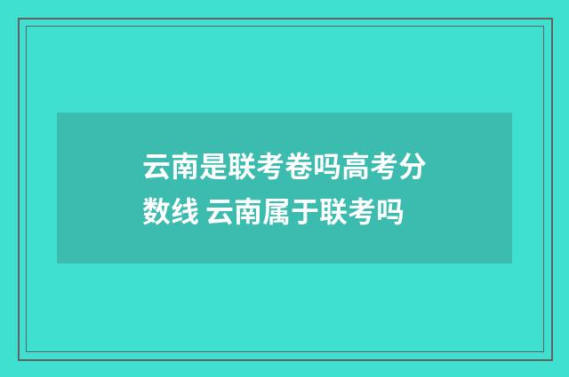 云南是联考卷吗高考分数线 云南属于联考吗