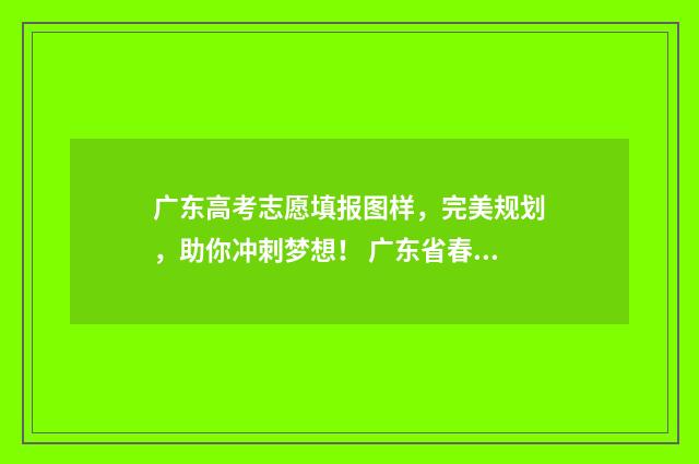 广东高考志愿填报图样，完美规划，助你冲刺梦想！ 广东省春季高考志愿填报系统