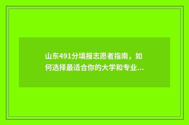 山东491分填报志愿者指南，如何选择最适合你的大学和专业 山东高考分数491分能考什么学校