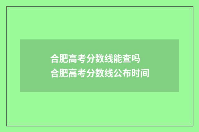 合肥高考分数线能查吗 合肥高考分数线公布时间