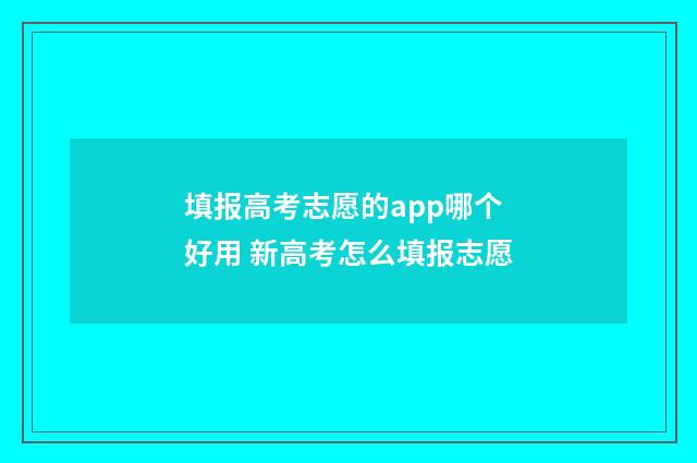 填报高考志愿的app哪个好用 新高考怎么填报志愿