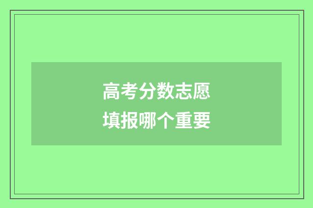 高考分数志愿填报哪个重要
