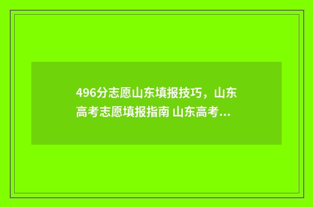 496分志愿山东填报技巧，山东高考志愿填报指南 山东高考96个志愿怎么填