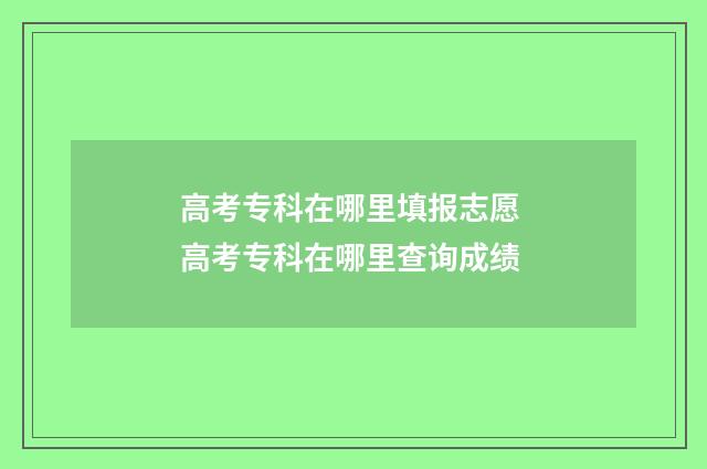 高考专科在哪里填报志愿 高考专科在哪里查询成绩