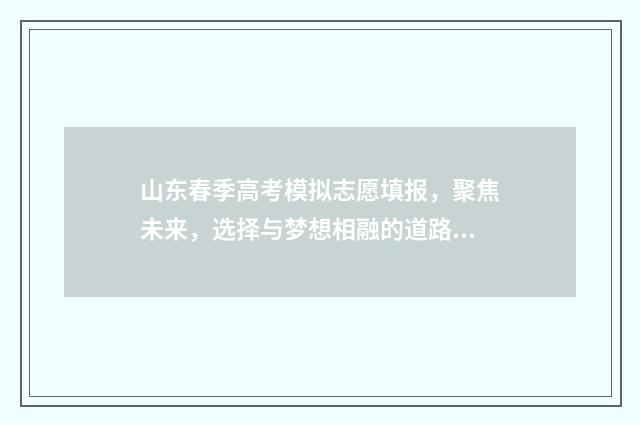 山东春季高考模拟志愿填报，聚焦未来，选择与梦想相融的道路！ 山东春季高考模拟试卷数学