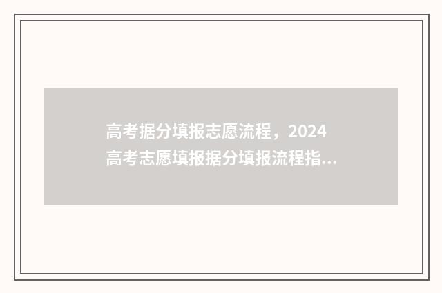 高考据分填报志愿流程，2024高考志愿填报据分填报流程指南 高考分数填报参考系统