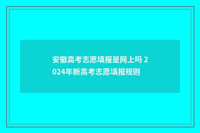 安徽高考志愿填报是网上吗 2024年新高考志愿填报规则