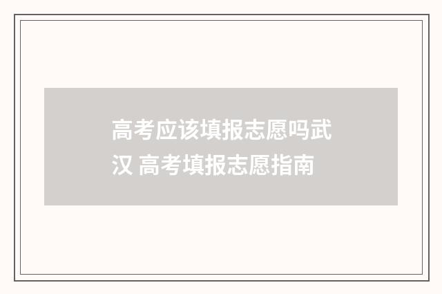 高考应该填报志愿吗武汉 高考填报志愿指南