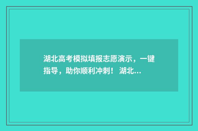 湖北高考模拟填报志愿演示，一键指导，助你顺利冲刺！ 湖北高考模拟填报志愿系统