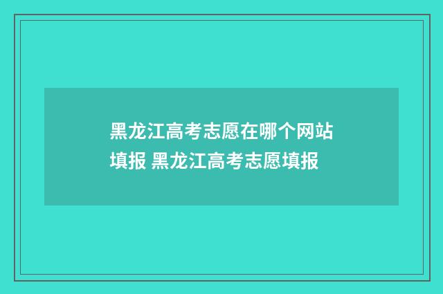 黑龙江高考志愿在哪个网站填报 黑龙江高考志愿填报