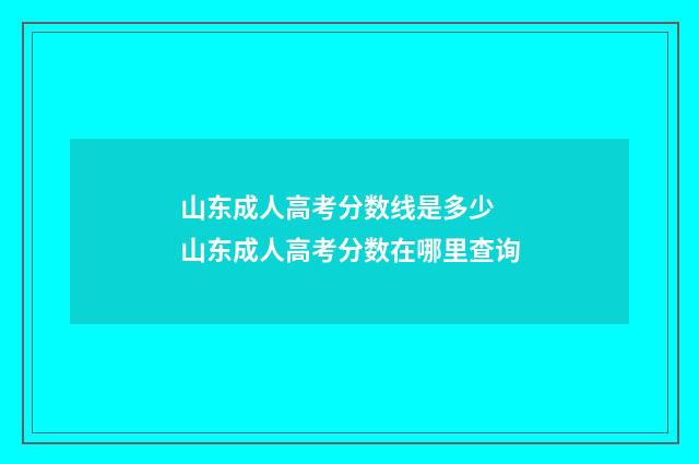 山东成人高考分数线是多少 山东成人高考分数在哪里查询