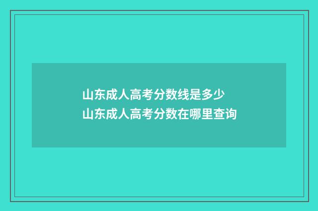 山东成人高考分数线是多少 山东成人高考分数在哪里查询