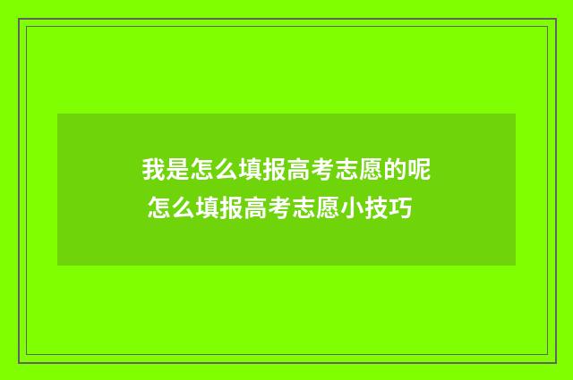 我是怎么填报高考志愿的呢 怎么填报高考志愿小技巧
