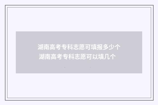 湖南高考专科志愿可填报多少个 湖南高考专科志愿可以填几个