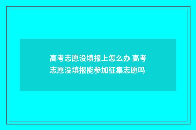高考志愿没填报上怎么办 高考志愿没填报能参加征集志愿吗