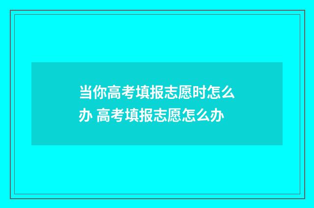 当你高考填报志愿时怎么办 高考填报志愿怎么办
