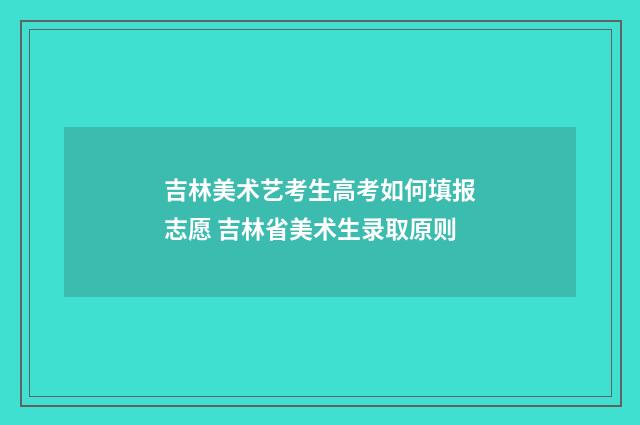 吉林美术艺考生高考如何填报志愿 吉林省美术生录取原则