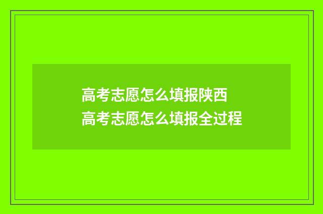 高考志愿怎么填报陕西 高考志愿怎么填报全过程