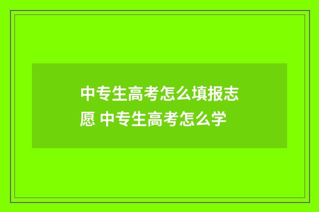 中专生高考怎么填报志愿 中专生高考怎么学