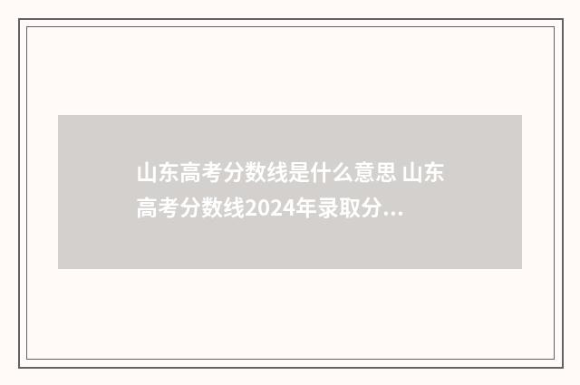 山东高考分数线是什么意思 山东高考分数线2024年录取分数线