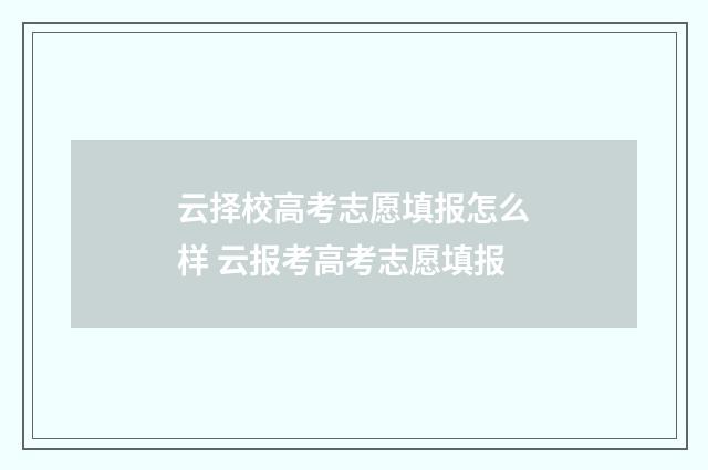 云择校高考志愿填报怎么样 云报考高考志愿填报
