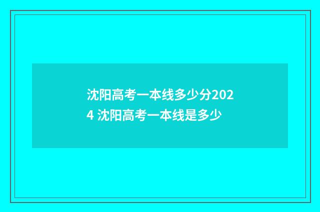 沈阳高考一本线多少分2024 沈阳高考一本线是多少