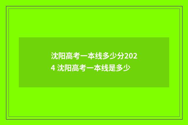 沈阳高考一本线多少分2024 沈阳高考一本线是多少