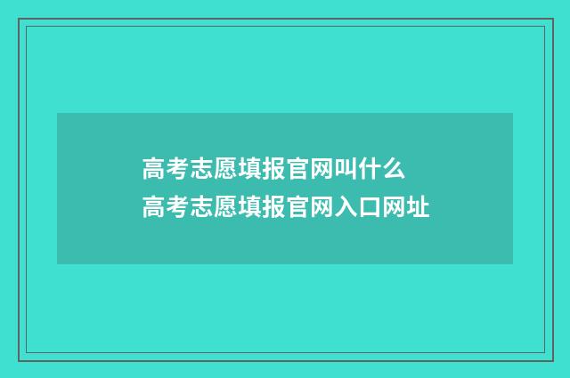 高考志愿填报官网叫什么 高考志愿填报官网入口网址