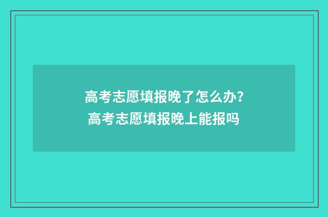 高考志愿填报晚了怎么办？ 高考志愿填报晚上能报吗