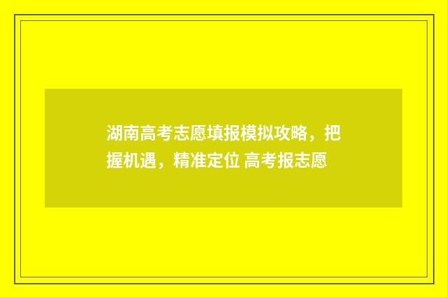 湖南高考志愿填报模拟攻略，把握机遇，精准定位 高考报志愿
