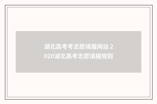 湖北高考考志愿填报网站 2020湖北高考志愿填报规则