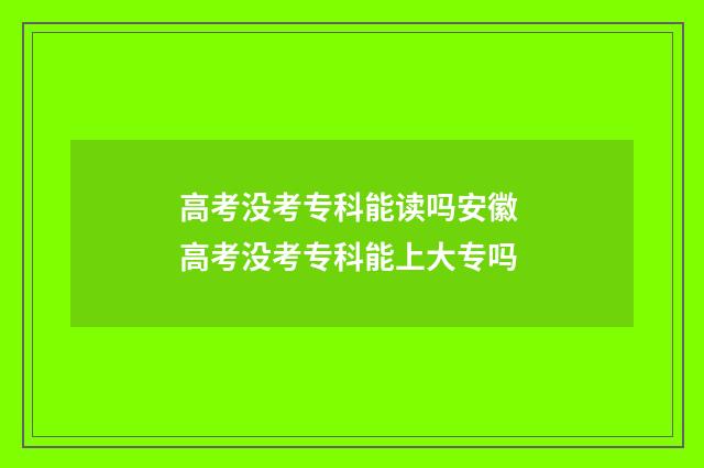 高考没考专科能读吗安徽 高考没考专科能上大专吗