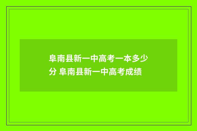 阜南县新一中高考一本多少分 阜南县新一中高考成绩