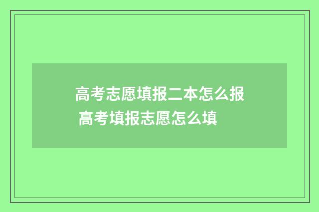 高考志愿填报二本怎么报 高考填报志愿怎么填