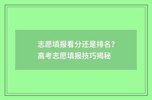 志愿填报看分还是排名？高考志愿填报技巧揭秘
