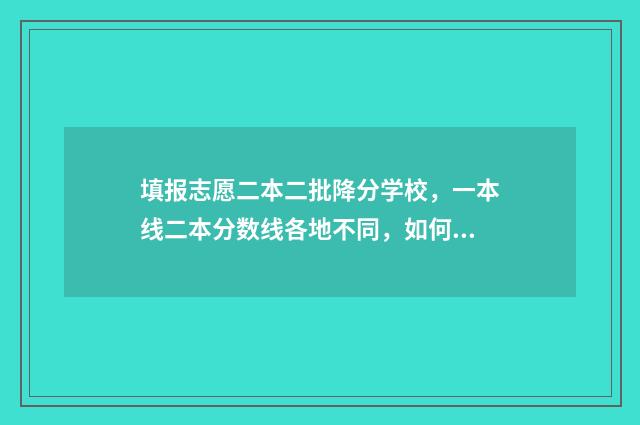 填报志愿二本二批降分学校，一本线二本分数线各地不同，如何填报？ 二本填几个志愿表