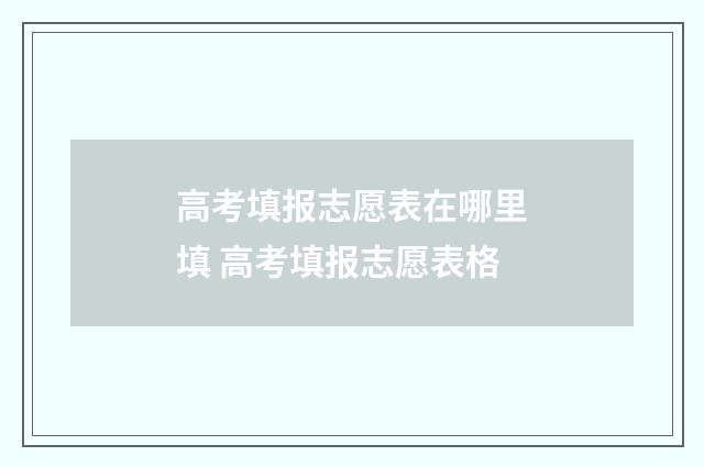 高考填报志愿表在哪里填 高考填报志愿表格