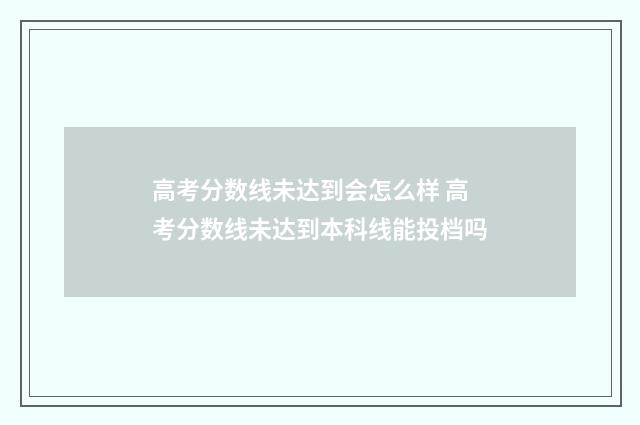高考分数线未达到会怎么样 高考分数线未达到本科线能投档吗