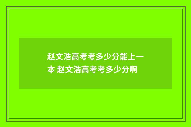 赵文浩高考考多少分能上一本 赵文浩高考考多少分啊