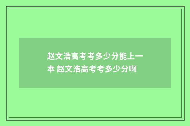 赵文浩高考考多少分能上一本 赵文浩高考考多少分啊