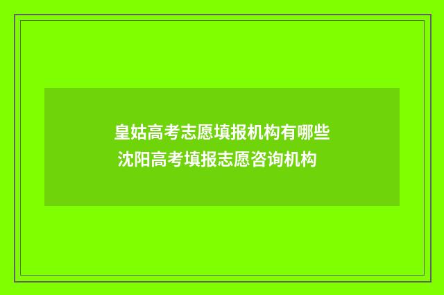 皇姑高考志愿填报机构有哪些 沈阳高考填报志愿咨询机构