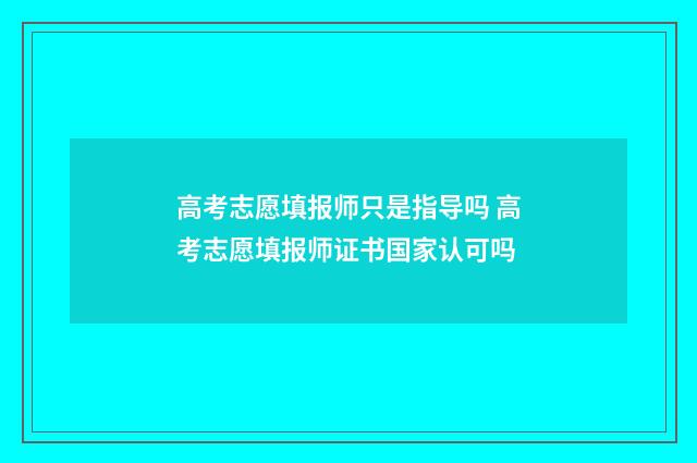 高考志愿填报师只是指导吗 高考志愿填报师证书国家认可吗
