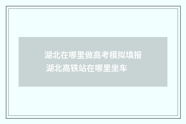 湖北在哪里做高考模拟填报 湖北高铁站在哪里坐车