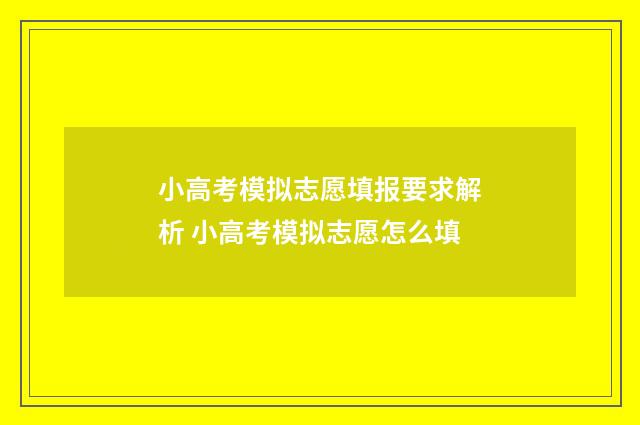 小高考模拟志愿填报要求解析 小高考模拟志愿怎么填
