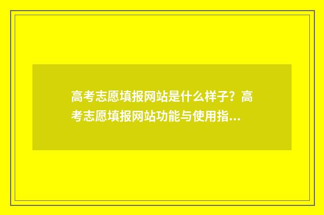 高考志愿填报网站是什么样子？高考志愿填报网站功能与使用指南 高考志愿填报技巧