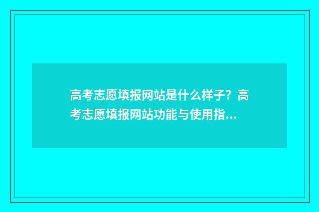 高考志愿填报网站是什么样子？高考志愿填报网站功能与使用指南 高考志愿填报技巧