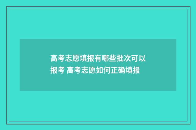 高考志愿填报有哪些批次可以报考 高考志愿如何正确填报