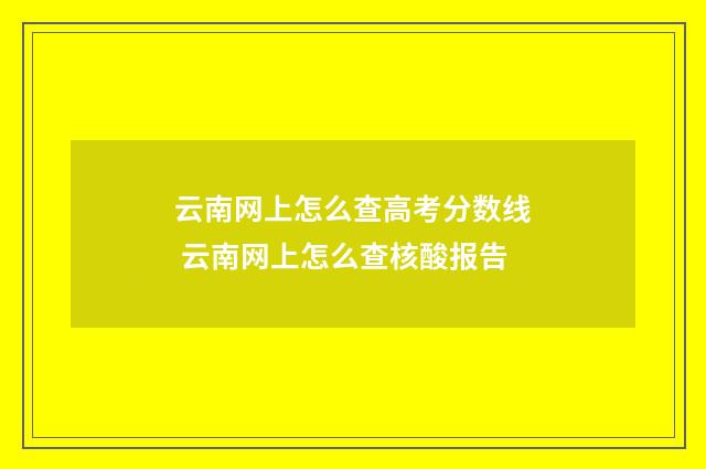云南网上怎么查高考分数线 云南网上怎么查核酸报告