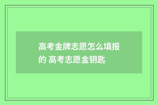 高考金牌志愿怎么填报的 高考志愿金钥匙
