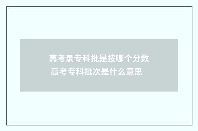 高考录专科批是按哪个分数 高考专科批次是什么意思